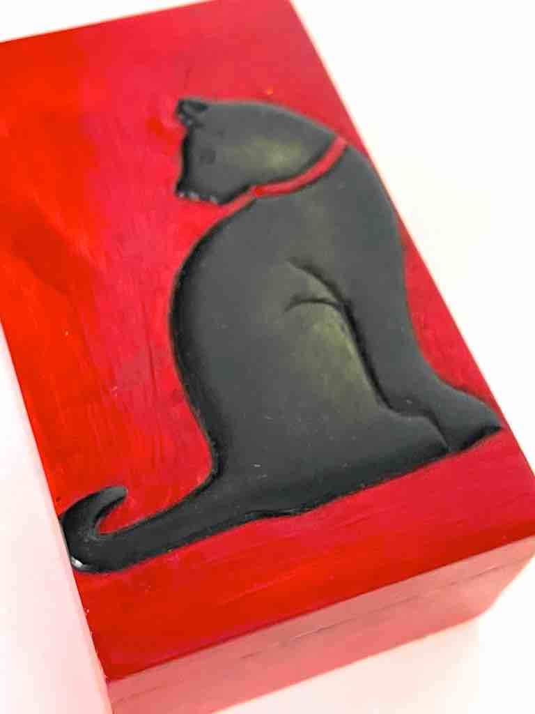 The Niger Bend - Wholesale Decorative Box - Cat Silhouette Design - Small Rectangle Soapstone Trinket Decor Box11