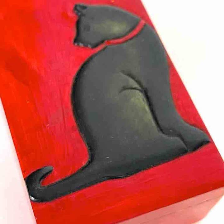 The Niger Bend - Wholesale Decorative Box - Cat Silhouette Design - Small Rectangle Soapstone Trinket Decor Box11