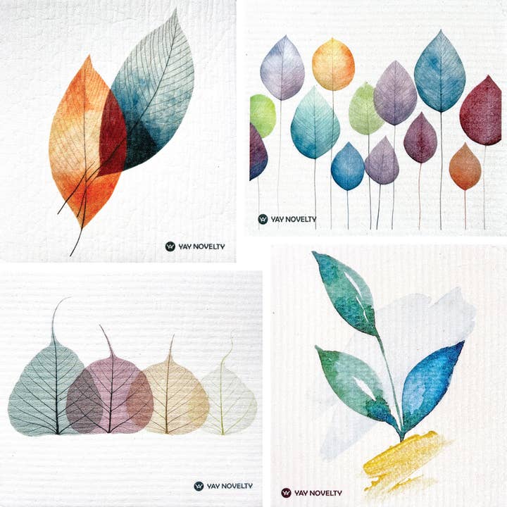 12-Pack Eco-Friendly Swedish Dishcloth - Leaf Whisper for wholesale by YAY NOVELTY
