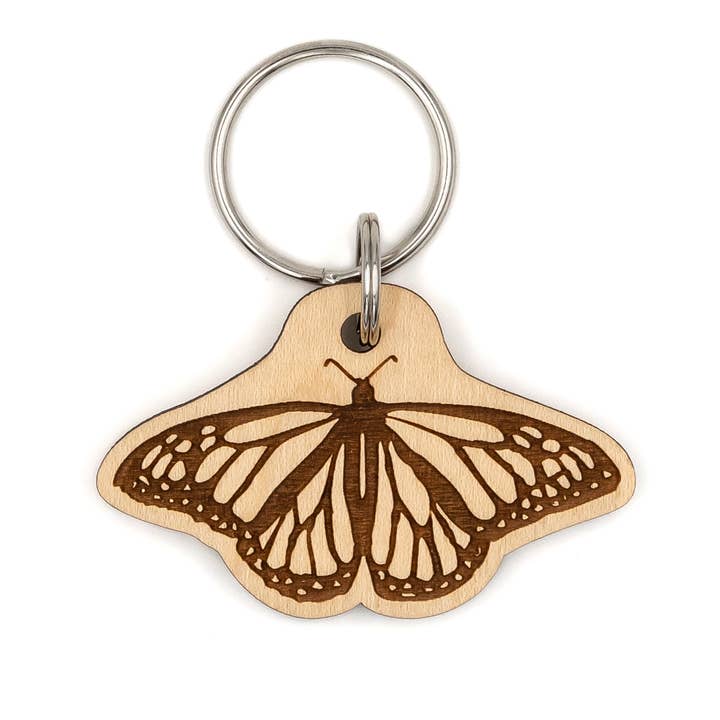 Monarch Butterfly Wood Keychain for wholesale by Steamer Lane Design