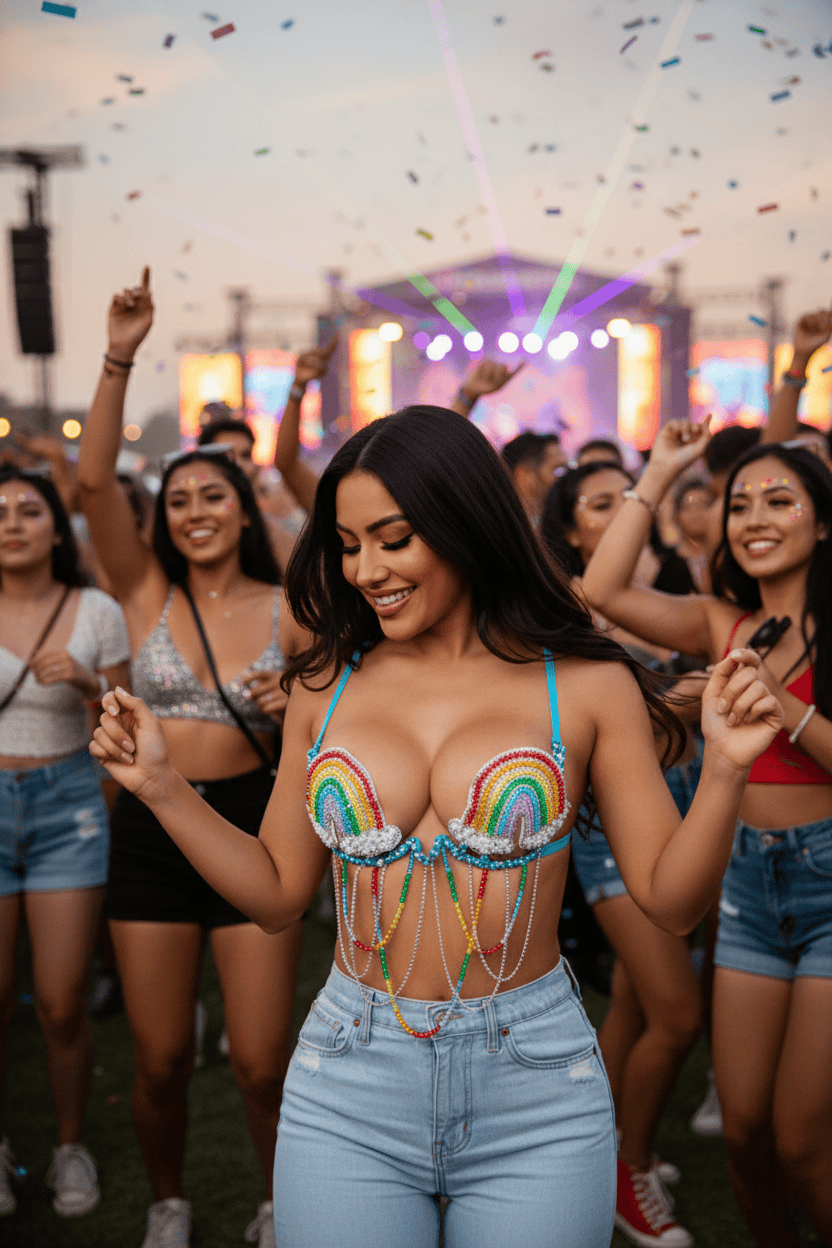 MULTI Reggiseno di carnevale con strass Rainbow Happy Meal in vendita all'ingrosso su Faire1