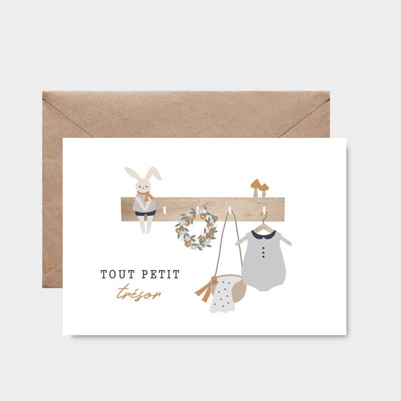 Atelier Oranger - Venta al por mayor Tarjetas de bebé - Postal de nacimiento bebé Tout petit Trésor niño