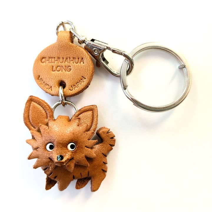 Chihuahua Lång Läder Hund Husdjur Handgjord Nyckelring Väska Charm för wholesale av VANCA CRAFT