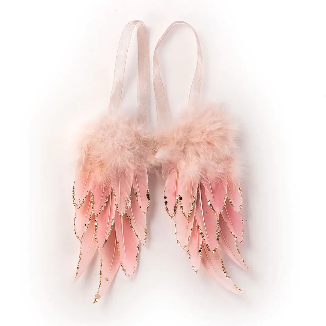 Zucker Feather Products - Wholesale Ornament - Pink Feather Angel Wing Ornament3