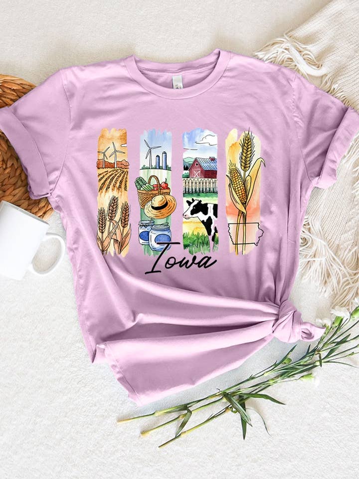 Iowa State Pinselstrich Grafik T-Shirt für den Großhandel von COLORBEAR