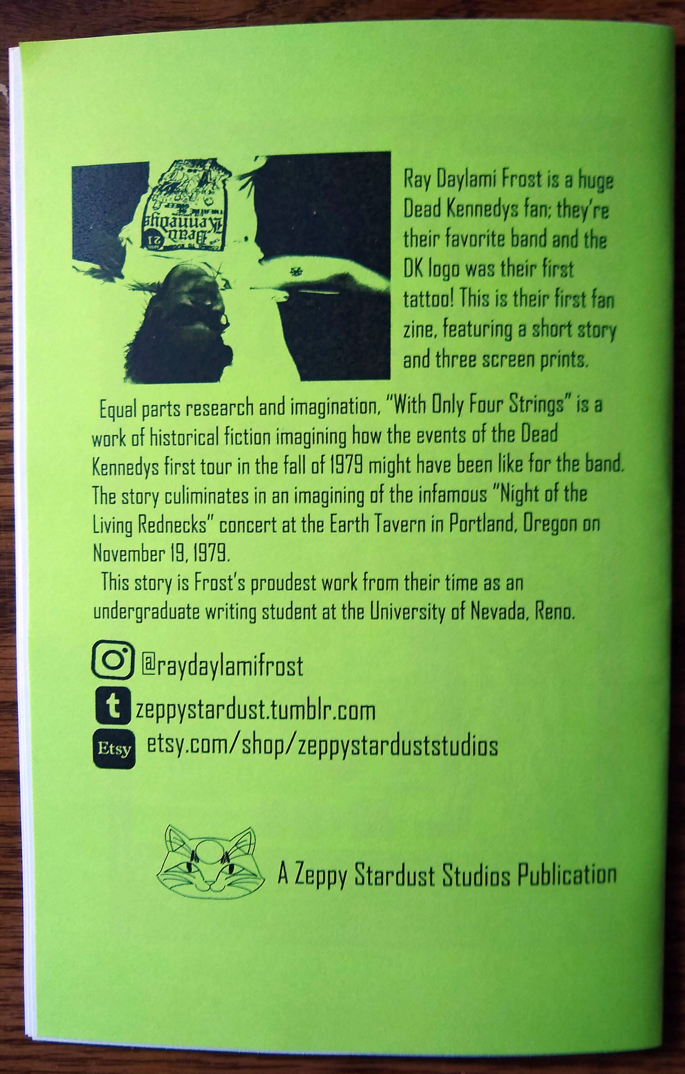 Zeppy Stardust Studios - Wholesale Arts & Entertainment Book - With Only Four Strings Dead Kennedys Fan Zine2