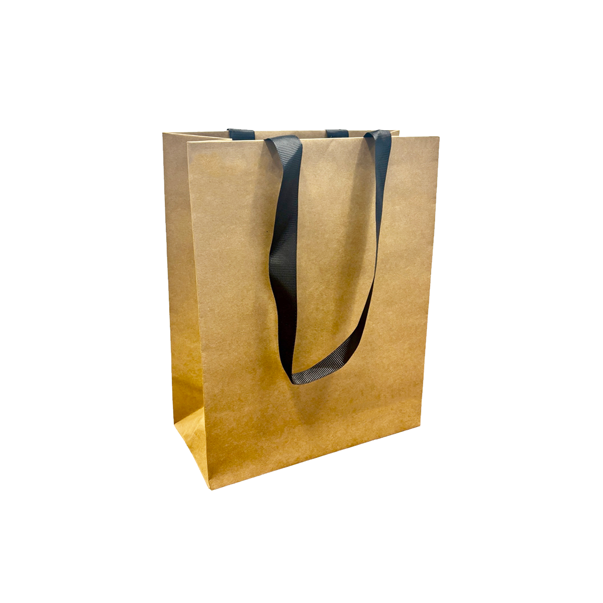 Kis Paper - Wholesale Gift Bag - Contour Luxe 8x4x10 Kraft Paper Bags Black Handle1