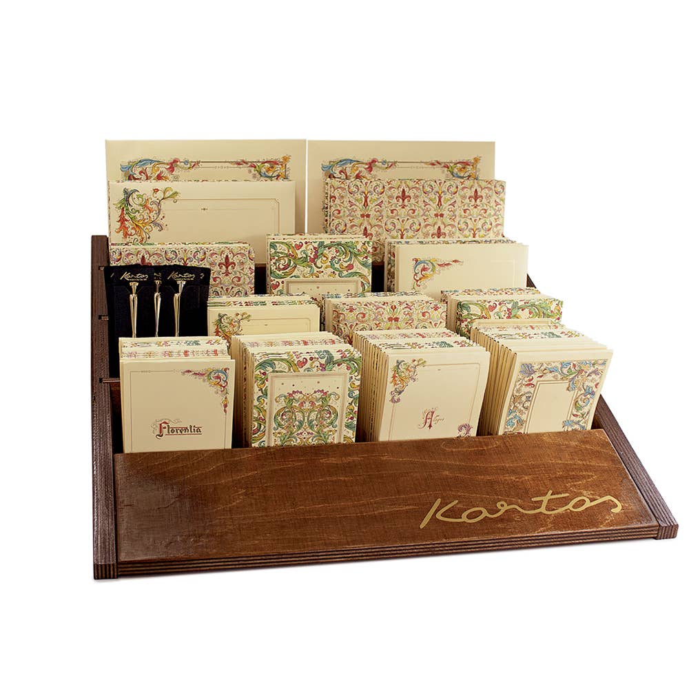 San Lorenzo Design - Wholesale Stationery/Notecard Set - Stationery Set with Wooden Display (125 Pieces)0