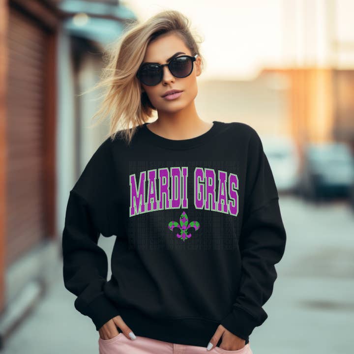 Mardi Gras Varsity Letters DTF Transfer for wholesale by K and M Designs