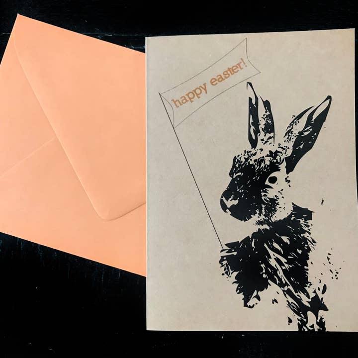 Happy Easter From a Bunny Carte unique — Enveloppe orange pour la vente par noteify