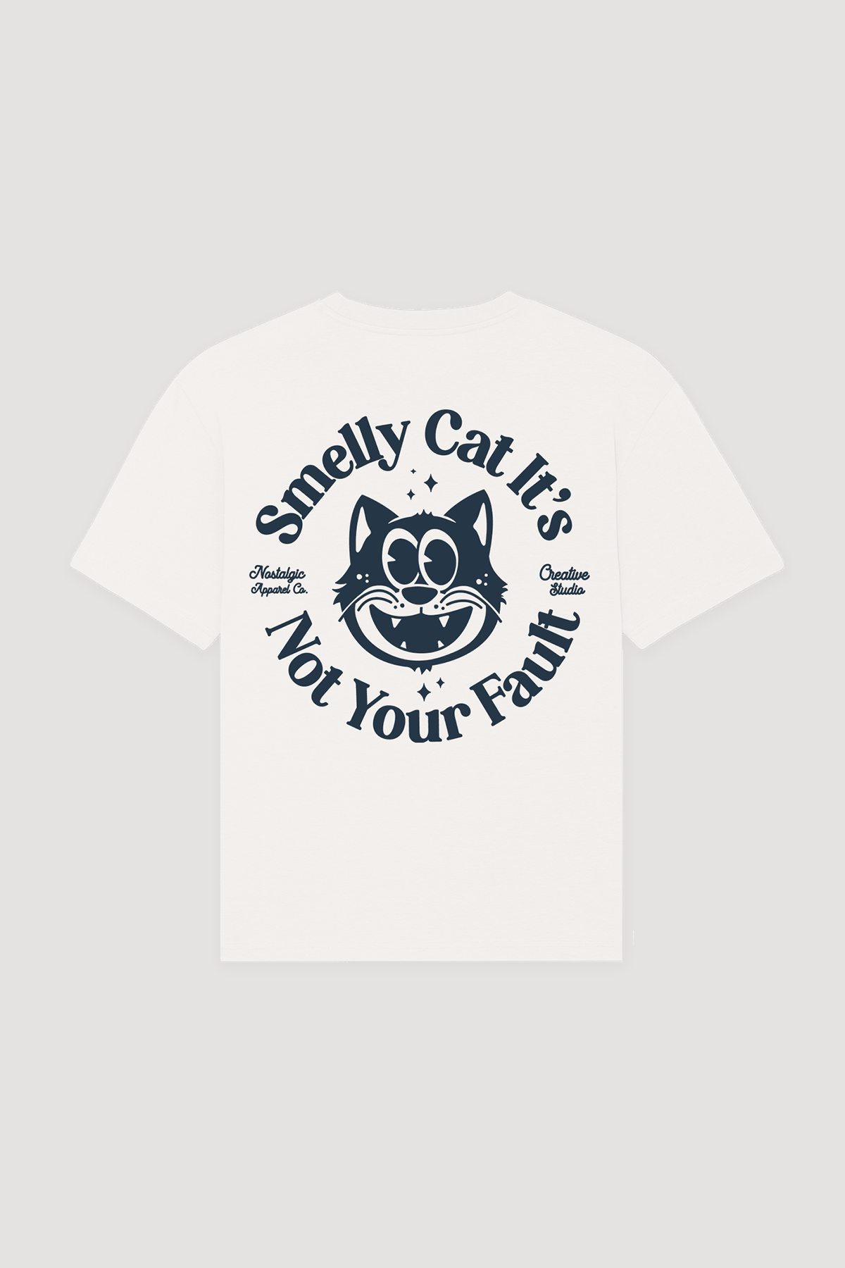 Nostalgic Apparel – wholesale Screen printed t-shirt – unisex – Smelly Cat | OffWhite Tee0