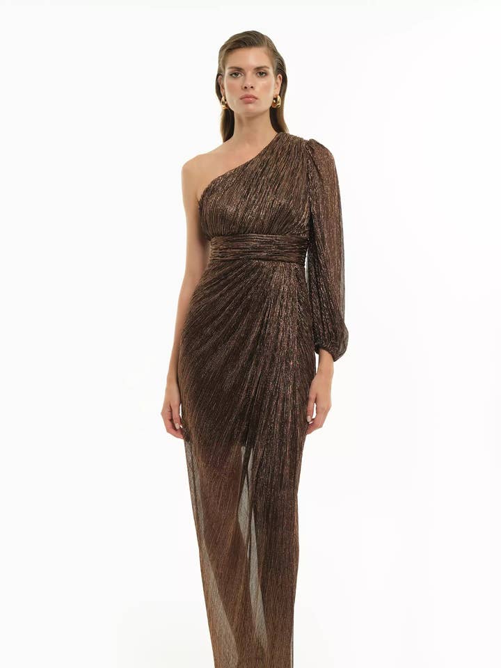 Robe Maxi à Manche Unique Argentée pour la vente par Noece