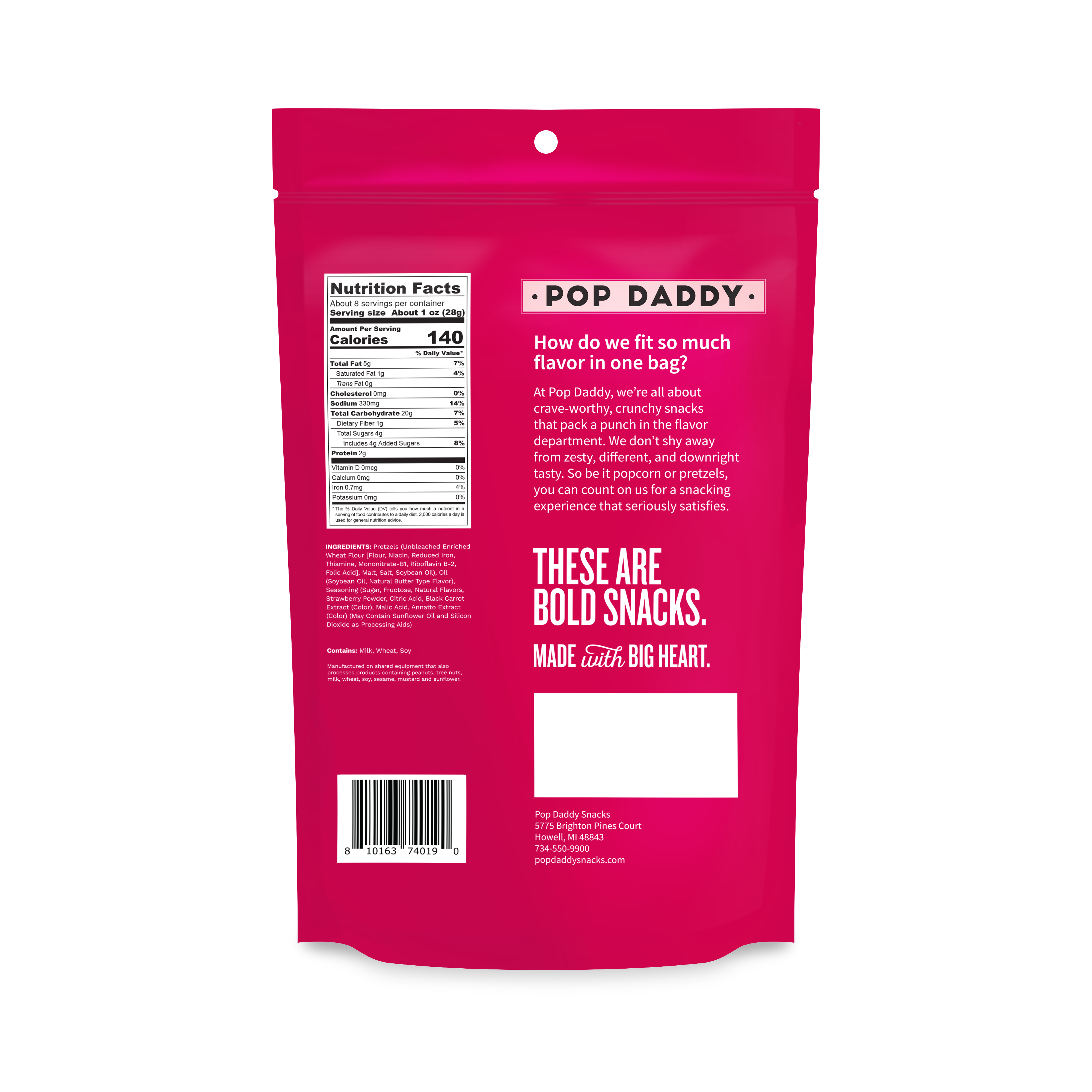 Pop Daddy Snacks - Wholesale Pretzels - Berry Delicious Strawberry Shortcake Pretzels 7.5oz 🍓🥨1