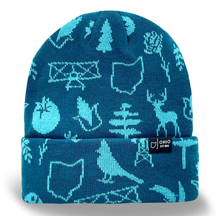 Ohio State Icons Knit Beanie Hat for Travel, Hiking, Outdoor Adventure Souvenir Gift for wholesale by Northern Icons Creations INC