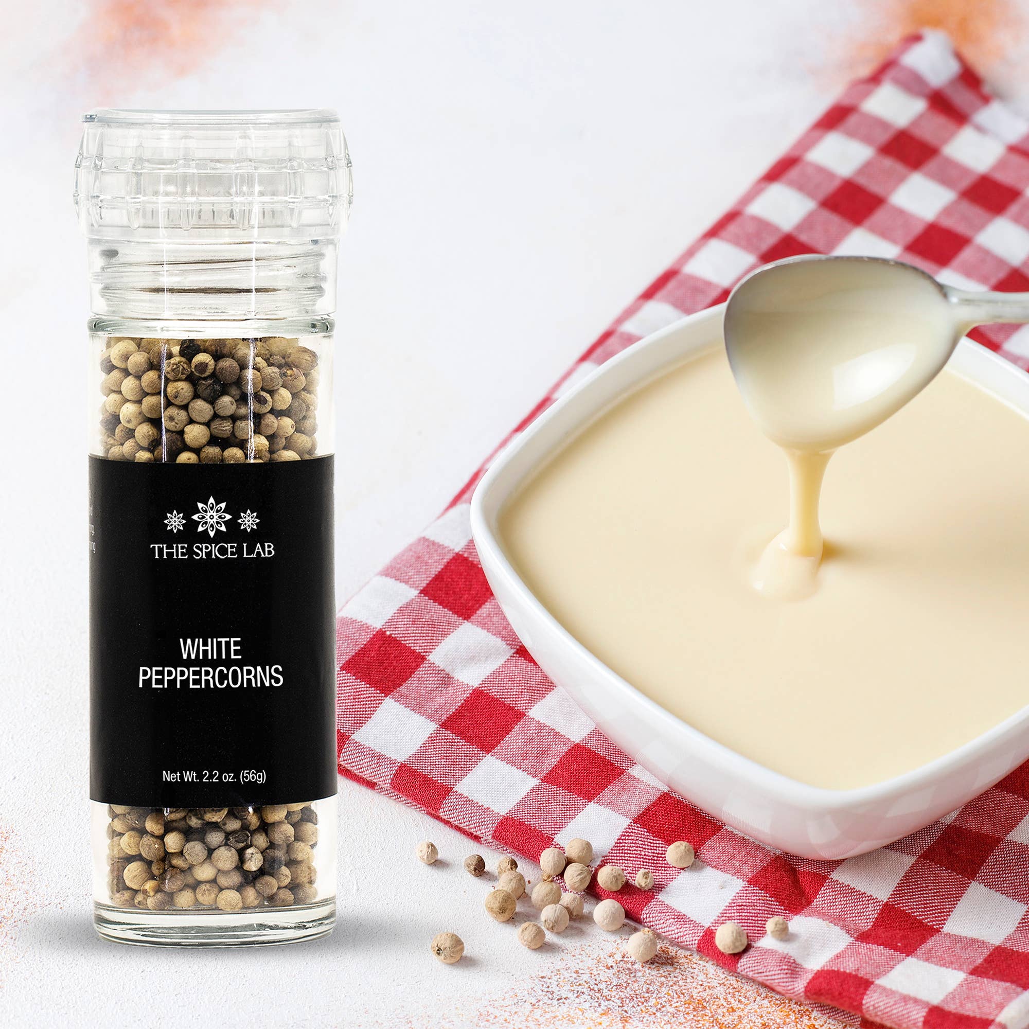 THE SPICE LAB - Wholesale Pepper/Peppercorns - White Peppercorns - Case of 6 - 2.2 oz with Grinder 2