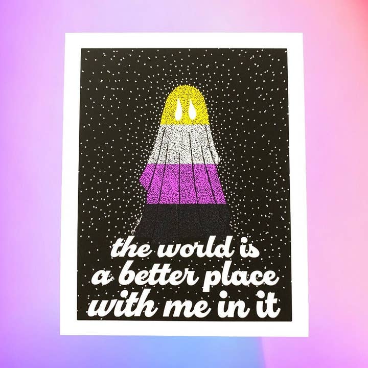 Nonbinary Pride Ghost Art Print: LGBTQ+ Self-Love (8x10) for wholesale by Solo Souls
