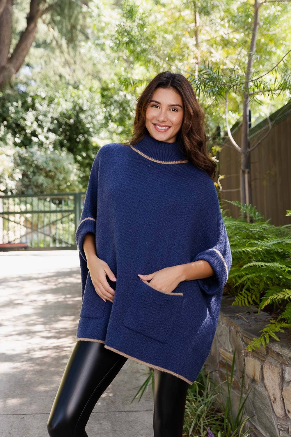 Leto Accessories - Wholesale Poncho - Women's - 🐢 Cozy Turtle Neck Poncho With Arm Holes12