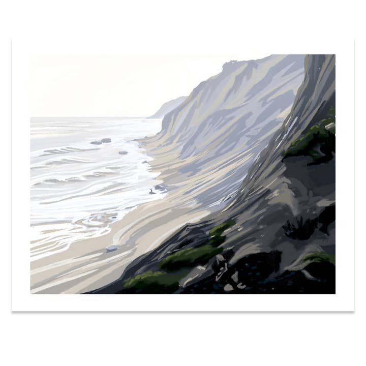 Mohegan Bluffs, Rhode Island Print for wholesale by Kat Maus Haus Illustration