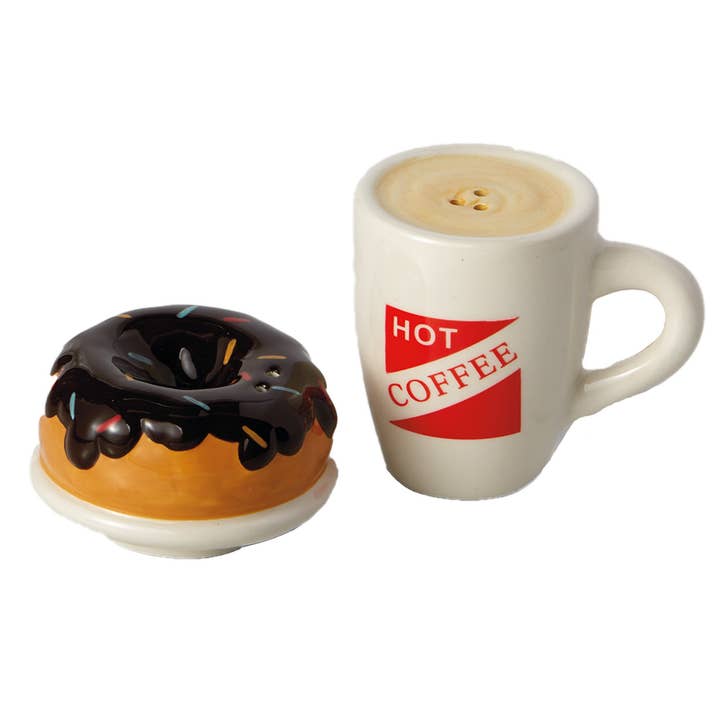 Design Imports - Wholesale Salt & Pepper Shaker Set - Coffee/Doughnut Ceramic Salt & Pepper Shakers