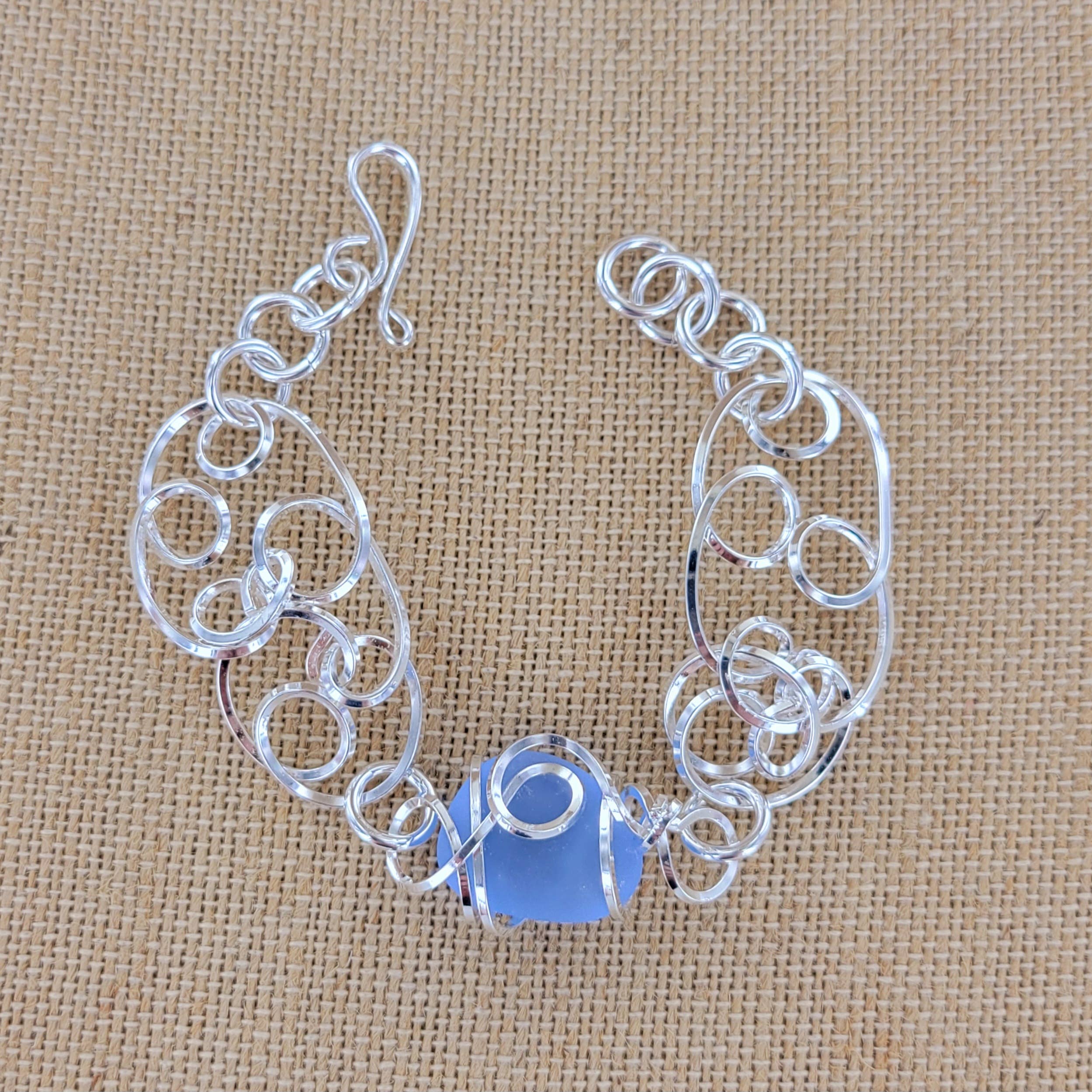 Sadie Green's Jewelry - Wholesale Charm/Dangle Bracelet - Cultured Sea Glass Linked Bracelet XCAM-B14-SG6