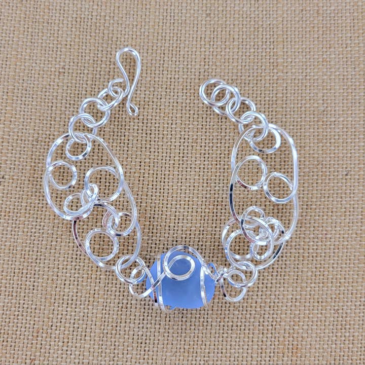 Sadie Green's Jewelry - Wholesale Charm/Dangle Bracelet - Cultured Sea Glass Linked Bracelet XCAM-B14-SG6