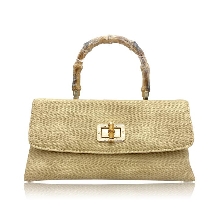 Belle Trading Ltd - Wholesale Top Handle Bag - Women's - Belle Turn Lock Bamboo Handle Evening Bag6