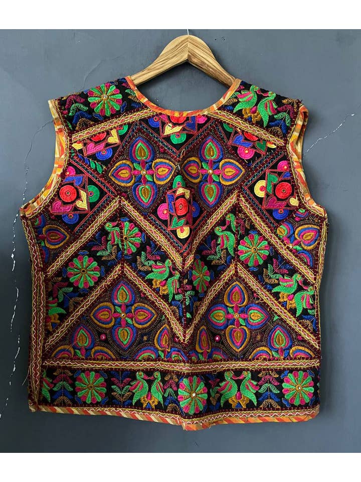 Bhawana Handicrafts - Wholesale Jacket - Women's - Antique Hand Embroidered Vest Multi Color Indian Boho Jacket