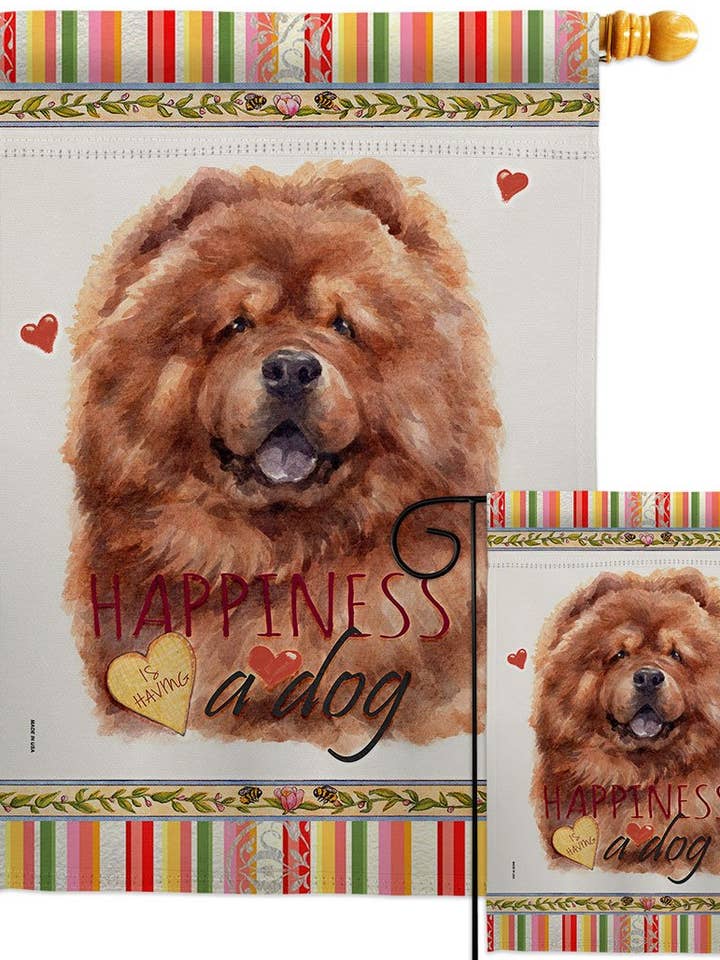Red Chow Happiness Animals Dog Decor Flag for wholesale by Two Group Flag Co