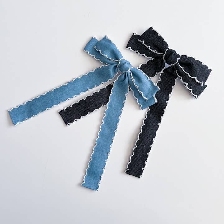 Denim Look Bow Clip for wholesale by Antler & Acre