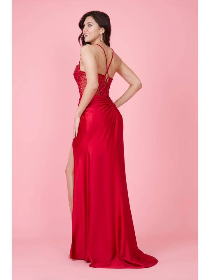 Kos Couture - Wholesale Gown - Women's - Long Beaded Formal Corset Prom Dress12