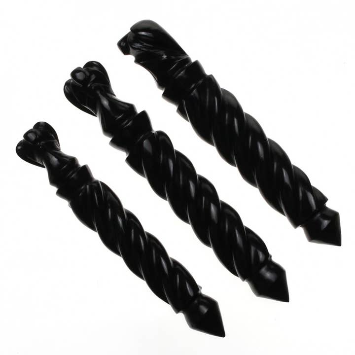 UniArt - Wholesale Spiritual Stone/Crystal - Power wand with angel, black obsidian1