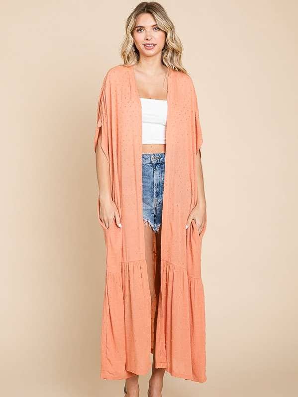 CWD1733 - MAXI KIMONO CON FRUNCIDO para venta al por mayor de Culture Code
