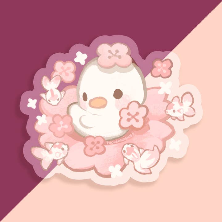 VInyl Sticker (Transparent) Sakura Duckling for wholesale by Thousand Skies