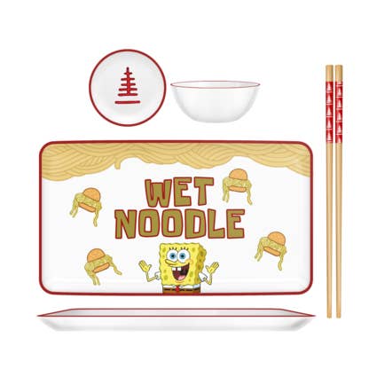 SpongeBob Checkered Patty Boxed 3pc Ceramic Sushi Set for wholesale by Silver Buffalo