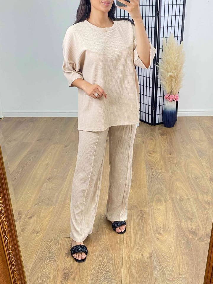 Mixed Colours CHEESECLOTH PATTERN T-SHIRT AND TROUSER CO-ORD SET for wholesale on Faire4