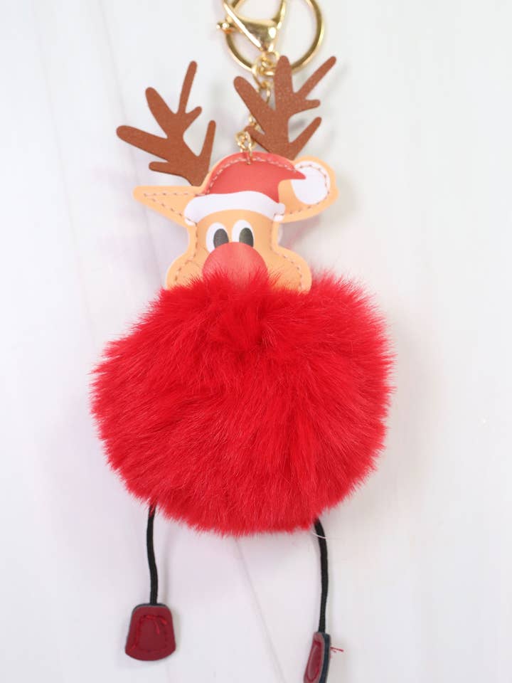 Porte-clés en fausse fourrure Roody Rouge pour la vente par Caroline Hill