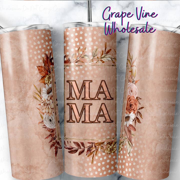 Boho Blomsterramme Mama 20oz Tumbler for engroshandel hos GrapeVineWholesale