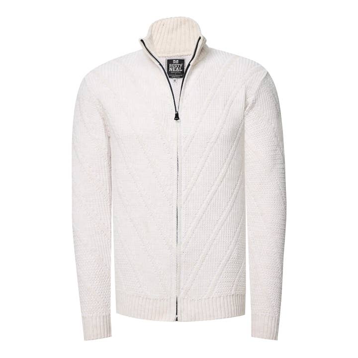 Chunky Knit Full-Zipped Stand-Up Collar Cardigan 13446 for wholesale by Rusty Neal