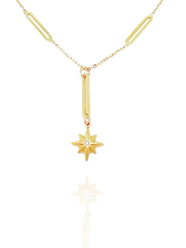 North Star- Lariat- Halskæde i 14K guldstål for engroshandel hos HoopLa