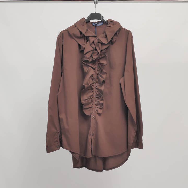 Ruffled stretch cotton shirt TDM82925 for wholesale by Cecile Wang