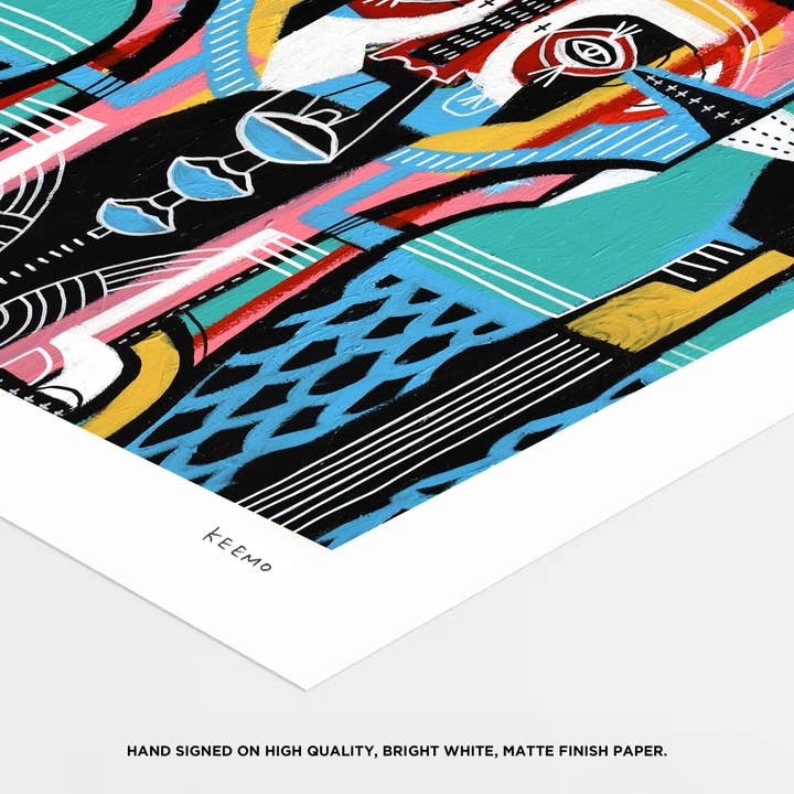 Keemo Gallery - Wholesale Art Print - Colorful Abstract Modern Art Print Blue Decor Unique Signed3