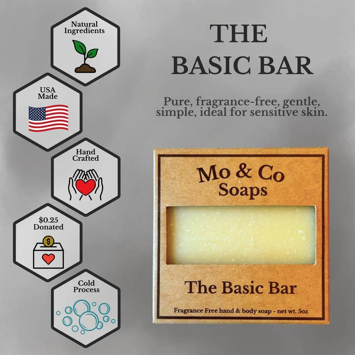 Mo & Co Soaps - Wholesale Soap Set - All Natural Handcrafted Unscented Soap 5oz – Supports Charity
