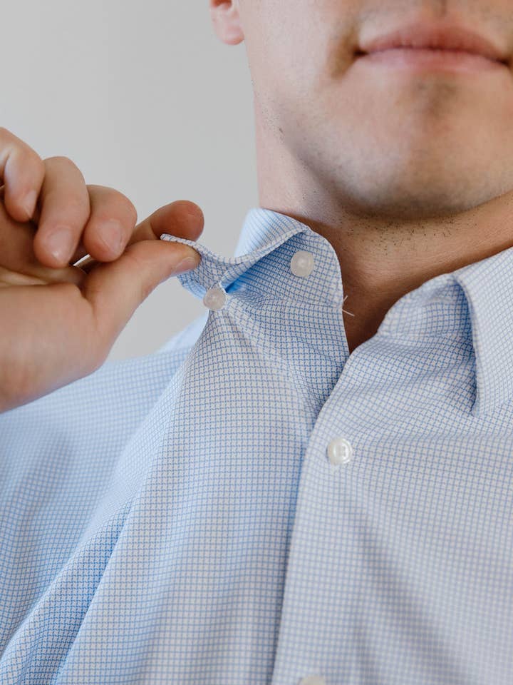 JD Buck - Wholesale Shirt - Men's - Blue Mini Check SS Shirt 1