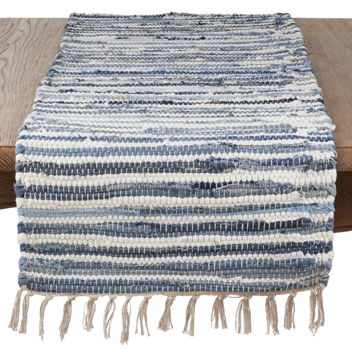 Striped Denim Chindi Runner for wholesale on Faire