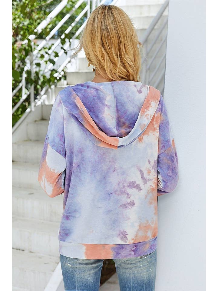 Elings - Wholesale Hoodie – Women's - Trendy Tie Dye Zip Hoodie8