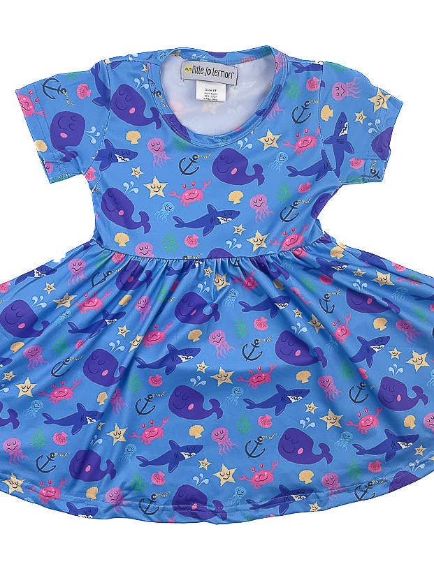 Whale of a Time Twirly Dress for wholesale by Little Jo Lemon