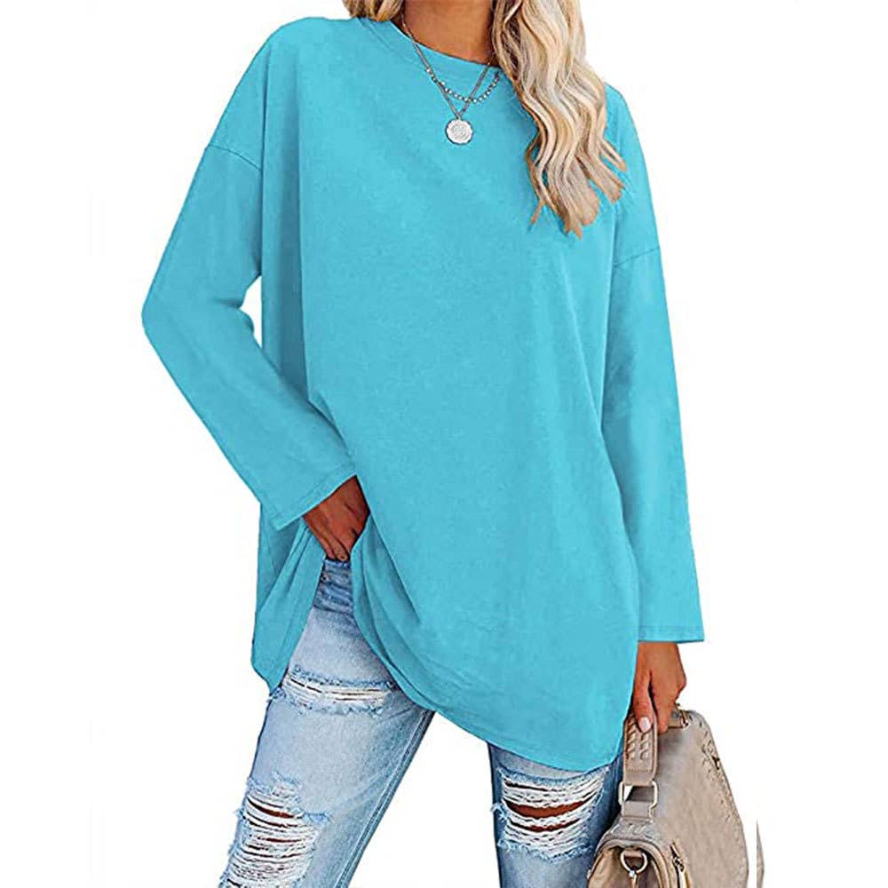 Rosa Clothing - Wholesale T-Shirt - Women's - Loose Round Neck Long Sleeve T-shirt Top10