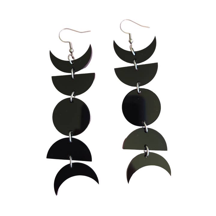 Moon Places Black - Earrings - Laser Cut for wholesale by Mini Kitty Designs