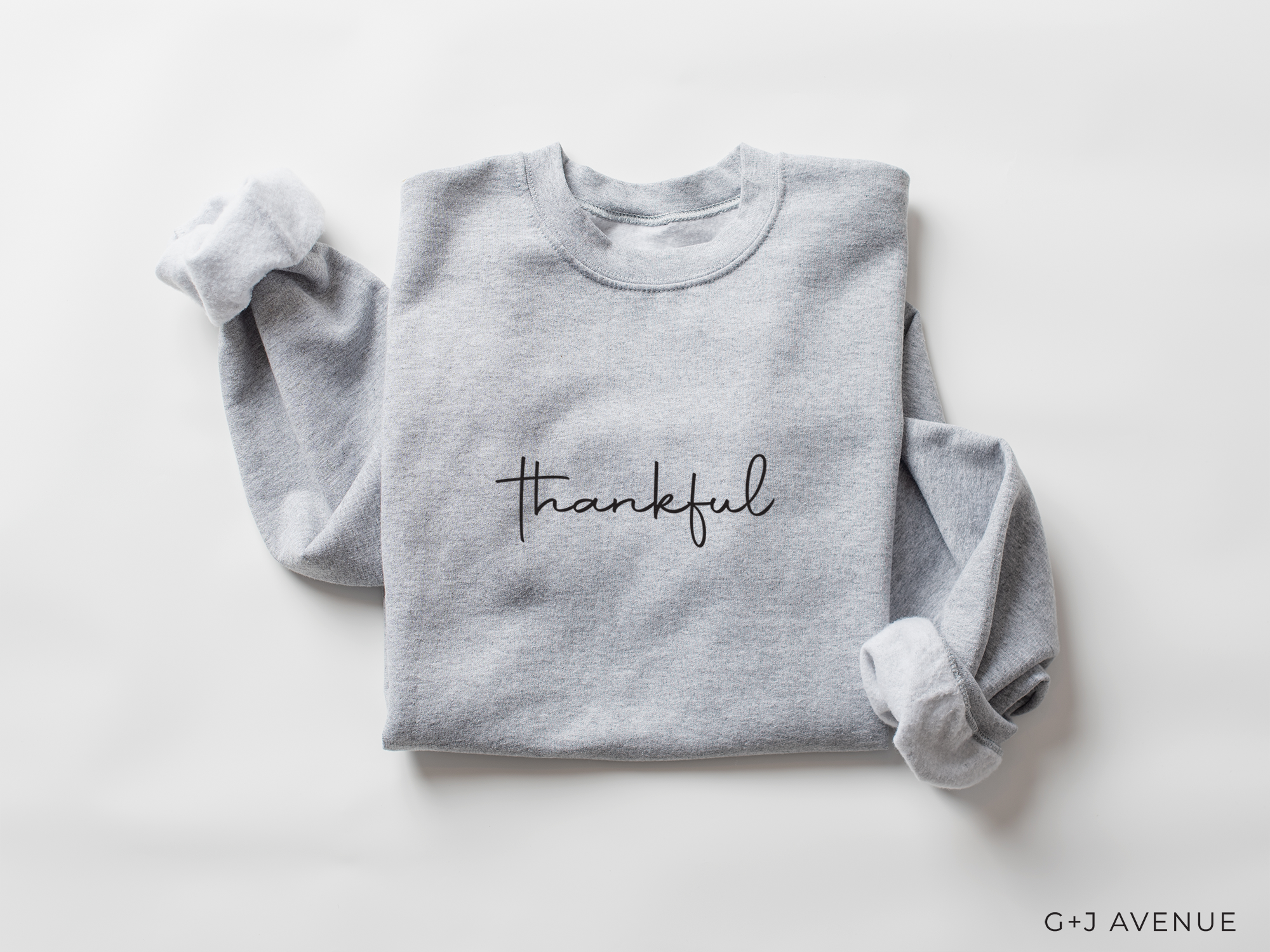 G & J Avenue - Wholesale Graphic Sweatshirt - Women's - Thankful Holiday Crewneck, Minimal Thanksgiving Sweatshirt2