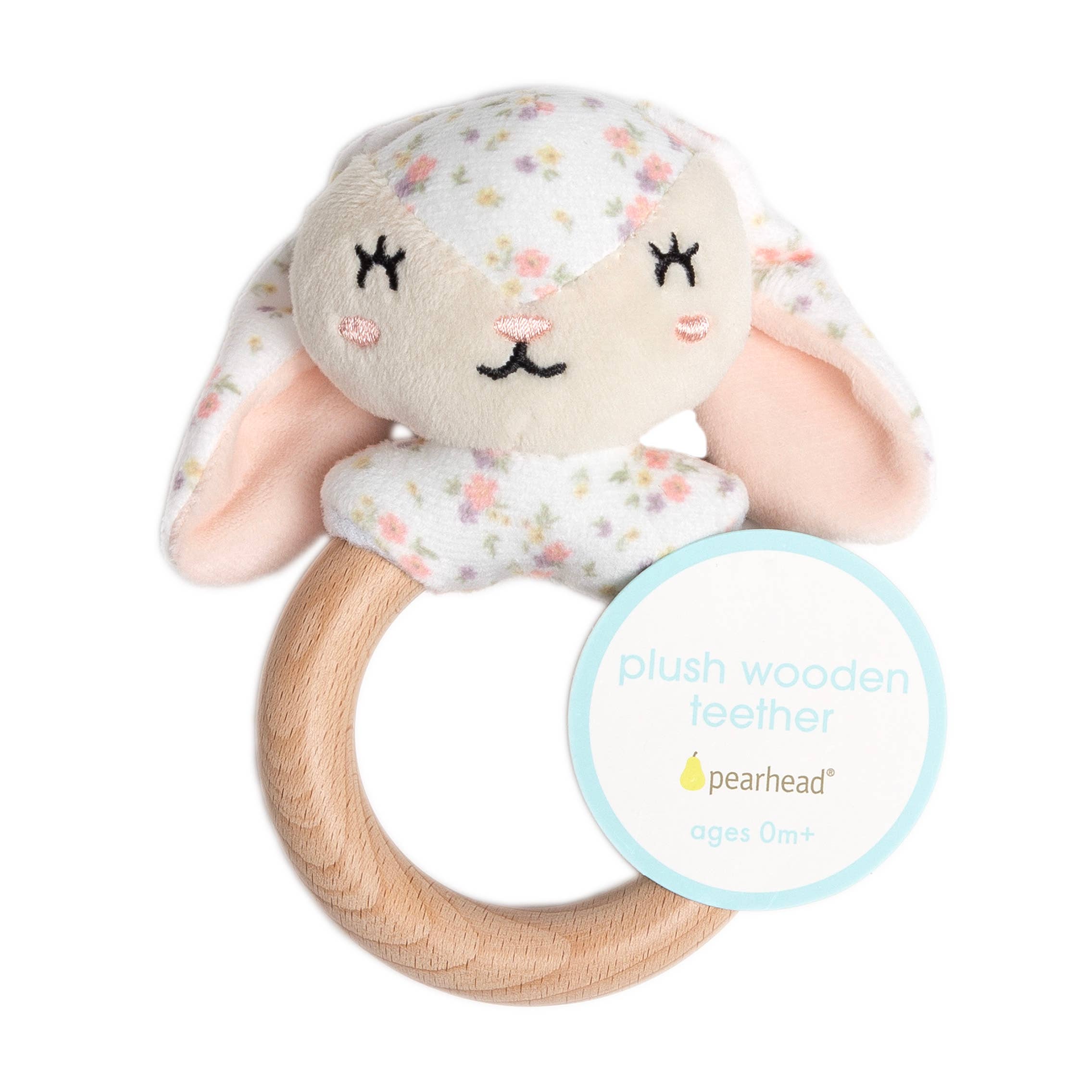 Pearhead - Wholesale Teether (Not Clip-On) - Baby - Floral Bunny Wooden & Plush Baby Teether7